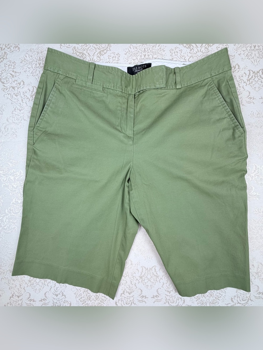 Talbots Green Chino Shorts, 8P, Cotton, Comfort, Style, Preppy